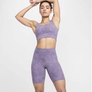 Nike Zenvy Tie-Dye bikeshorts met iets ondersteunende hoge taille voor dames (21 cm) - Paars