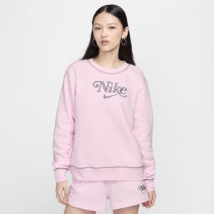 Nike Sportswear sweatshirt van fleece met ronde hals voor dames - Roze