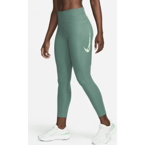 Nike Fast 7/8-hardlooplegging met halfhoge taille en zakken voor dames - Groen