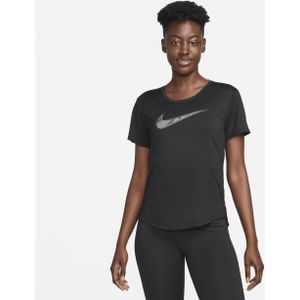 Nike Dri-FIT Swoosh Hardlooptop met korte mouwen voor dames - Zwart