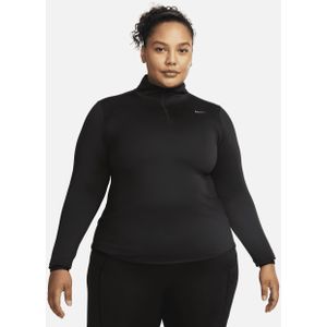 Nike Dri-FIT Swift UV hardlooptop met 1/4-rits voor dames (Plus Size) - Zwart