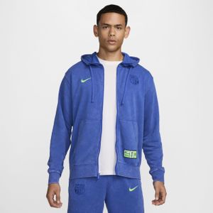 FC Barcelona Club Derde Nike voetbalhoodie met rits over de hele lengte van sweatstof voor heren - Blauw