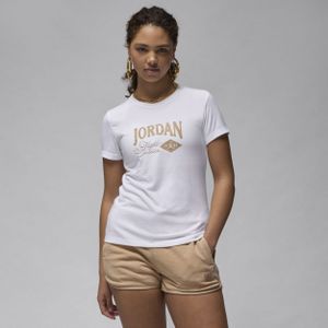 Jordan T-shirt met graphic en aansluitende pasvorm voor dames - Zwart