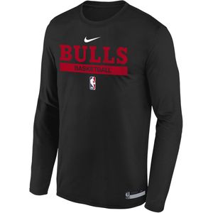 Chicago Bulls Nike NBA-trainingsshirt met Dri-FIT en lange mouwen voor kids - Zwart