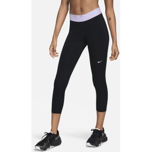Nike Pro 365 Crop-legging met mesh vlakken en halfhoge taille voor dames - Zwart