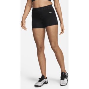 Nike Pro shorts met halfhoge taille en mesh vlakken voor dames (8 cm) - Zwart