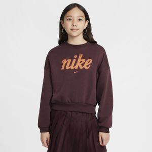 Nike Sportswear Club Fleece sweatshirt met ronde hals en recht design voor meisjes - Zwart