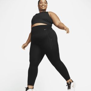 Nike Go Lange legging met hoge taille, zakken en goede ondersteuning voor dames (Plus Size) - Zwart