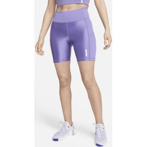 Nike Pro Bikershorts met halfhoge taille voor dames (18 cm) - Paars