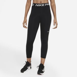 Nike Pro 365 Crop-legging met mesh vlakken en halfhoge taille voor dames - Zwart