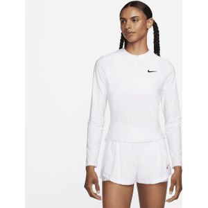 NikeCourt Advantage Dri-FIT tennistussenlaag met korte rits voor dames - Wit