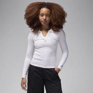 Jordan knit damestop met lange mouwen - Wit