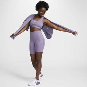 Nike Universa Bikeshorts met hoge taille, zakken en medium ondersteuning voor dames (20 cm) - Paars