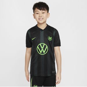 VfL Wolfsburg 2024/25 Stadium Uit Nike Dri-FIT replica voetbalshirt voor kids - Zwart