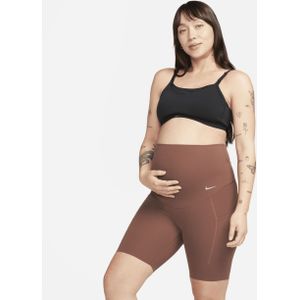 Nike Zenvy (M) bikershorts met zakken en iets ondersteunende hoge taille voor dames (21 cm, zwangerschapskleding) - Bruin