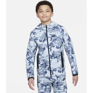 Nike Tech Fleece hoodie met camouflageprint en rits voor jongens - Blauw