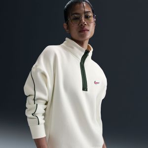 Nike Sportswear fleecetop met korte rits voor dames - Wit