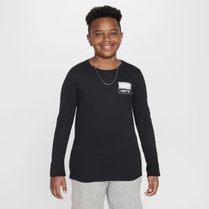 Brooklyn Nets Essential Nike NBA-shirt met lange mouwen voor jongens - Zwart