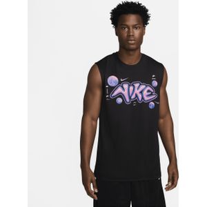 Nike Dri-FIT basketbalshirt zonder mouwen voor heren - Zwart