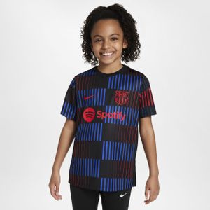 FC Barcelona Academy Pro Uit Nike Dri-FIT warming-uptop met korte mouwen voor kids - Zwart