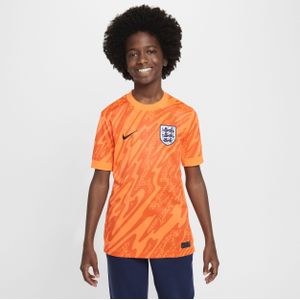 Engeland (vrouwenelftal) 2024/25 Stadium Goalkeeper Nike Dri-FIT replicavoetbalshirt met korte mouwen voor kids - Oranje