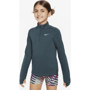 Nike Dri-FIT top met halflange rits en lange mouwen voor meisjes - Zwart
