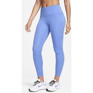 Nike Fast 7/8-legging met graphic, halfhoge taille en zakken voor dames - Zwart