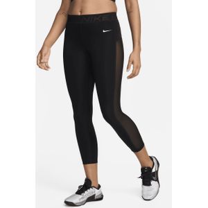 Nike Pro 7/8-legging met halfhoge taille en mesh vlakken voor dames - Zwart