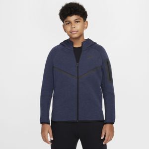 Nike Sportswear Tech Fleece hoodie met rits over de hele lengte voor kids (ruimere maten) - Grijs