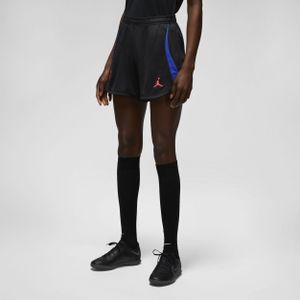 Paris Saint-Germain Strike Uit Jordan knit voetbalshorts met Dri-FIT voor dames - Zwart