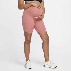 Nike (M) One Dri-FIT bikershorts met hoge taille en zakken voor dames (20 cm, zwangerschapskleding) - Roze