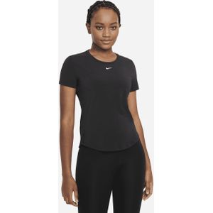 Nike Dri-FIT UV One Luxe Damestop met standaardpasvorm en korte mouwen - Zwart