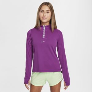 Nike Pro Dri-FIT meisjestop met lange mouwen en halflange rits - Paars