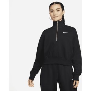 Nike Sportswear Phoenix Fleece cropped sweatshirt met halflange rits voor dames - Zwart