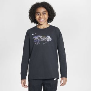 Los Angeles Lakers Essential Nike NBA Max90 T-shirt met lange mouwen voor jongens - Zwart
