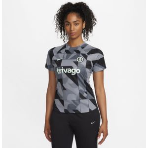 Chelsea FC Academy Pro Derde Nike Dri-FIT warming-uptop met korte mouwen voor dames - Grijs