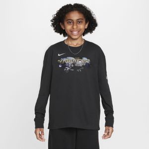 Golden State Warriors Essential Nike NBA Max90 T-shirt met lange mouwen voor jongens - Zwart