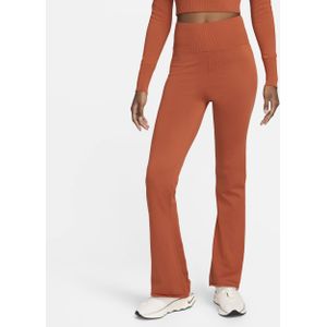Nike Sportswear Chill Knit strakke broek met wijd uitlopende pijpen en hoge taille voor dames - Oranje
