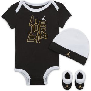 Jordan Holiday Shine 3-Piece Boxed driedelige rompertjesset voor baby's - Zwart