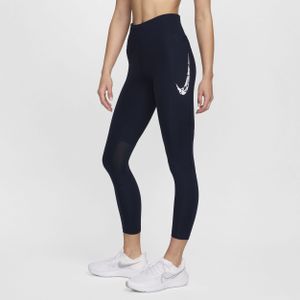 Nike Fast 7/8-hardlooplegging met halfhoge taille en zakken voor dames - Blauw