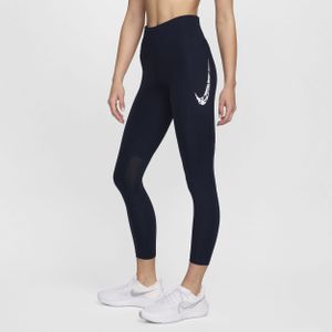 Nike Fast 7/8-hardlooplegging met halfhoge taille en zakken voor dames - Groen