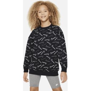 Nike Sportswear Club Fleece oversized sweatshirt met ronde hals voor meisjes - Zwart