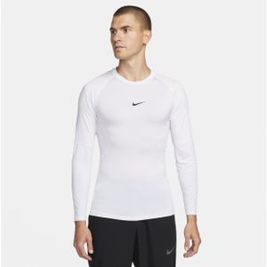 Nike Pro Dri-FIT strakke fitnesstop met lange mouwen voor heren - Wit