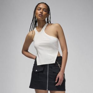 Jordan asymmetrische geribbelde tanktop voor dames - Wit