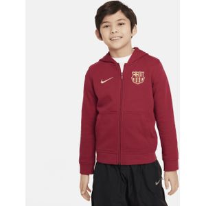 FC Barcelona Club Nike voetbalhoodie met rits over de hele lengte voor jongens - Rood