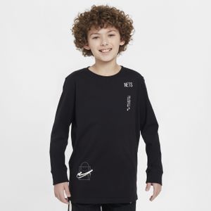 Brooklyn Nets Courtside Max90 Nike NBA-shirt met lange mouwen voor jongens - Zwart