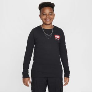 Chicago Bulls Essential Nike NBA-shirt met lange mouwen voor jongens - Zwart