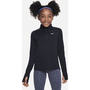 Nike Dri-FIT top met halflange rits en lange mouwen voor meisjes - Grijs