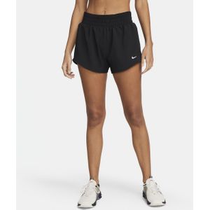 Nike One Dri-FIT damesshorts met halfhoge taille en binnenbroekje (8 cm) - Zwart