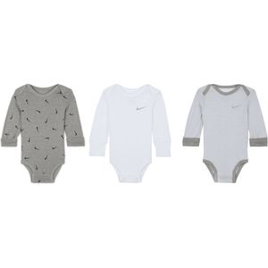 Nike Baby Essentials rompertjes met lange mouwen voor baby's (3 stuks) - Grijs